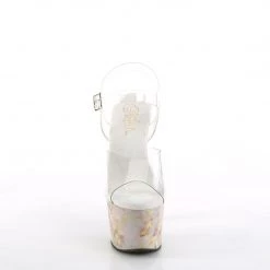 Pleaser ADORE-708MB Clear /Blush-Gold Marble