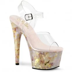 Pleaser ADORE-708MB Clear /Blush-Gold Marble