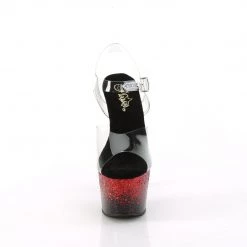 Pleaser ADORE-708SS Clear /Black-Red Glitter