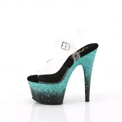 Pleaser ADORE-708SS Clear /Black-Turquoise Multi Glitter
