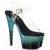 Pleaser ADORE-708SS Clear /Black-Turquoise Multi Glitter 1 Pleaser ADORE-708SS Clear /Black-Turquoise Multi Glitter