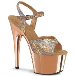 Pleaser New Arrivals ADORE-709HM Rose Gold Holo Metallic Pu/Rose Gold Chrome