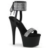 Pleaser ADORE-770 Black Faux Leather-Rhinestones/Black Matte