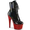 Pleaser New Arrivals BEJEWELED-1020-7 Black Holo Patent/Red Rhinestones