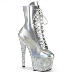 Pleaser BEJEWELED-1020-7 Silver Holo Patent/Silver AB Rhinestones