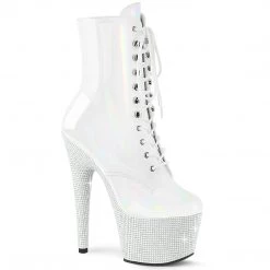 Pleaser BEJEWELED-1020-7 White Holo Patent/White Rhinestones