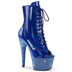 Pleaser BEJEWELED-1021-7 Blue Holo Patent/Blue AB Rhinestones