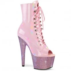 Pleaser New Arrivals BEJEWELED-1021-7 Baby Pink Holo Patent/Baby Pink AB Rhinestones