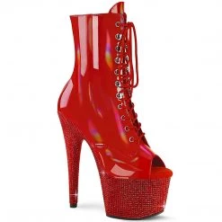 Pleaser New Arrivals BEJEWELED-1021-7 Red Holo Patent/Red Rhinestones