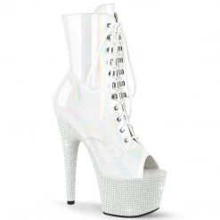 Pleaser BEJEWELED-1021-7 White Holo Patent/White Rhinestones Upcoming Styles (Preview)