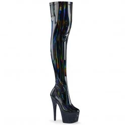 Pleaser BEJEWELED-3000-7 Black Stretch Holo Patent/Midnight Black Rhinestones