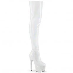 Pleaser BEJEWELED-3000-7 White Stretch Holo Patent/White Rhinestones