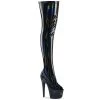 Pleaser BEJEWELED-3011-7 Black Stretch Holo Patent/Midnight Black Rhinestones