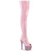 Pleaser BEJEWELED-3011-7 Baby Pink Stretch Holo Patent/Baby Pink AB Rhinestones New Arrivals