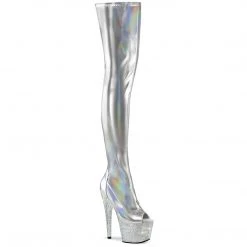 Pleaser New Arrivals BEJEWELED-3011-7 Silver Stretch Holo Patent/Silver AB Rhinestones