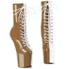 Pleaser CRAZE-1040TT Taupe-White Patent/Taupe-White