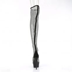 Pleaser DELIGHT-3009 Black Faux Suede-Rhinestones Mesh/Black Matte