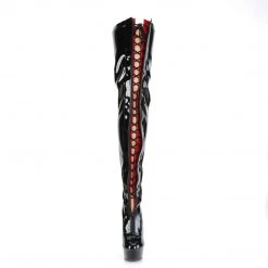 Pleaser DELIGHT-3027 Black-Red Stretch Patent/Black New Arrivals
