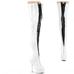 Pleaser New Arrivals DELIGHT-3027 White-Black Stretch Patent/White