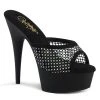 Pleaser New Arrivals DELIGHT-601-6RM Black Faux Suede-Rhinestones Mesh/Black Matte