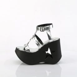 Demonia New Arrivals DYNAMITE-12 Silver Metallic Vegan Leather