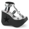 Demonia New Arrivals DYNAMITE-12 Silver Metallic Vegan Leather