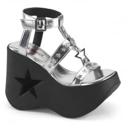 Demonia New Arrivals DYNAMITE-12 Silver Metallic Vegan Leather