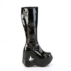 Demonia New Arrivals DYNAMITE-218 Black Patent-Black Multi Glitter