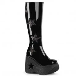 Demonia New Arrivals DYNAMITE-218 Black Patent-Black Multi Glitter