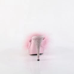 Fabulicious Upcoming Styles (Preview) ELEGANT-401F Baby Pink Marabou-Faux Leather/Baby Pink