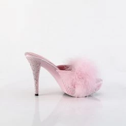 Fabulicious Upcoming Styles (Preview) ELEGANT-401F Baby Pink Marabou-Faux Leather/Baby Pink