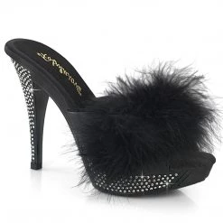 Fabulicious ELEGANT-401F Black Marabou-Faux Leather/Black Upcoming Styles (Preview)