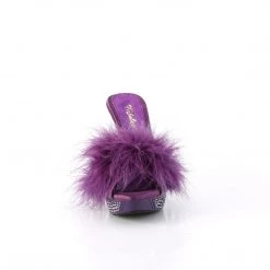 Fabulicious ELEGANT-401F Purple Marabou-Faux Leather/Purple