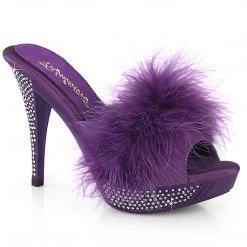 Fabulicious ELEGANT-401F Purple Marabou-Faux Leather/Purple