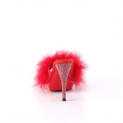 Fabulicious ELEGANT-401F Red Marabou-Faux Leather/Red