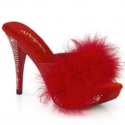Fabulicious ELEGANT-401F Red Marabou-Faux Leather/Red