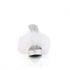 Fabulicious ELEGANT-401F White Marabou-Faux Leather/White