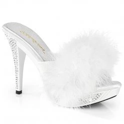 Fabulicious ELEGANT-401F White Marabou-Faux Leather/White