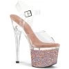 Pleaser Upcoming Styles (Preview) ESTEEM-708LG Clear / Clear -Rose Gold Glitter