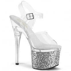 Pleaser ESTEEM-708LG Clear / Clear -Silver Glitter Upcoming Styles (Preview)