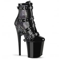 Pleaser FLAMINGO-1013RM Black Patent-Rhinestones Mesh/Black Upcoming Styles (Preview)