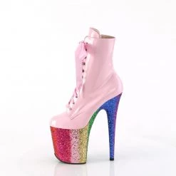 Pleaser FLAMINGO-1020HG Baby Pink Holo Patent/Rainbow Glitter