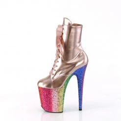 Pleaser FLAMINGO-1020HG Rose Gold Holo Patent/Rainbow Glitter Upcoming Styles (Preview)