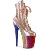 Pleaser FLAMINGO-1020HG Rose Gold Holo Patent/Rainbow Glitter Upcoming Styles (Preview)