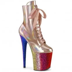 Pleaser FLAMINGO-1020HG Rose Gold Holo Patent/Rainbow Glitter Upcoming Styles (Preview)
