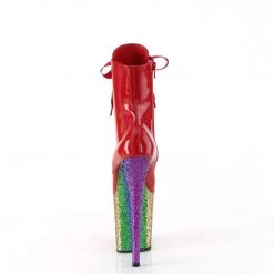 Pleaser FLAMINGO-1020HG Red Holo Patent/Rainbow Glitter