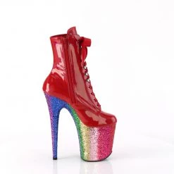Pleaser FLAMINGO-1020HG Red Holo Patent/Rainbow Glitter
