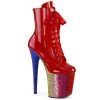 Pleaser FLAMINGO-1020HG Red Holo Patent/Rainbow Glitter