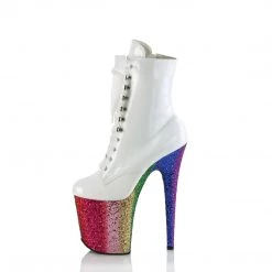 Pleaser FLAMINGO-1020HG White Holo Patent/Rainbow Glitter Upcoming Styles (Preview)