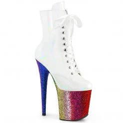Pleaser FLAMINGO-1020HG White Holo Patent/Rainbow Glitter Upcoming Styles (Preview)